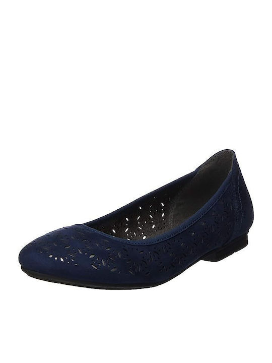 Jana Leather Ballerinas Navy Blue