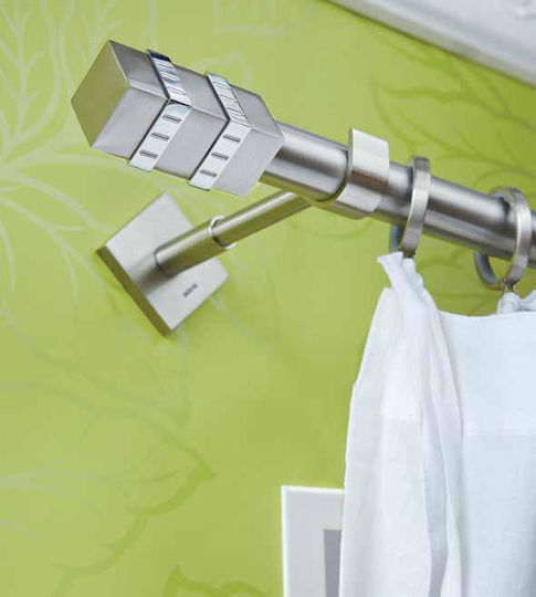 Aslanis Home Metallic Curtain Pole Diva Double with Rod Diameter 20mm Length 240cm Nickel Satin DIVA
