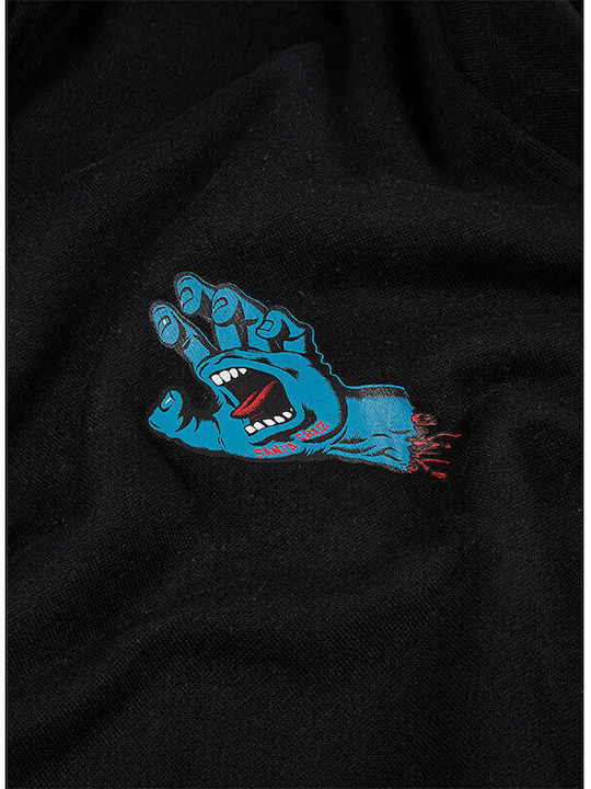 Screaming Hand Chest Sweatshirt with Hood Black