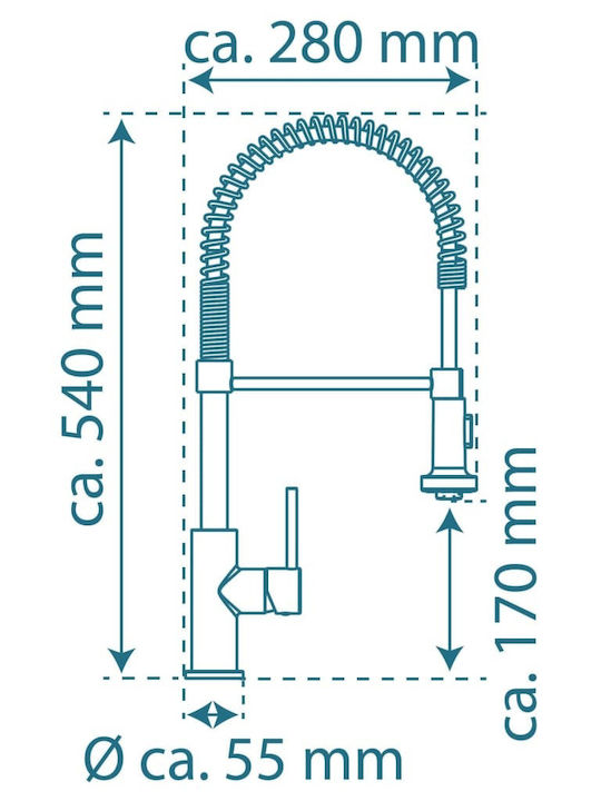 Schutte Tall U-Shaped Kitchen Faucet Counter with Shower Silver