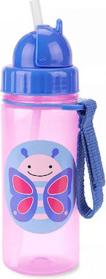 Skip Hop Πεταλούδα Kinder Trinkflasche Schmetterling Kunststoff mit Strohhalm Rosa 384.5ml