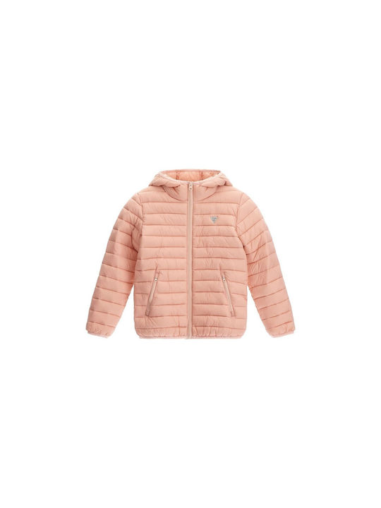 Guess Girls Quilted Coat Pink with Ηood