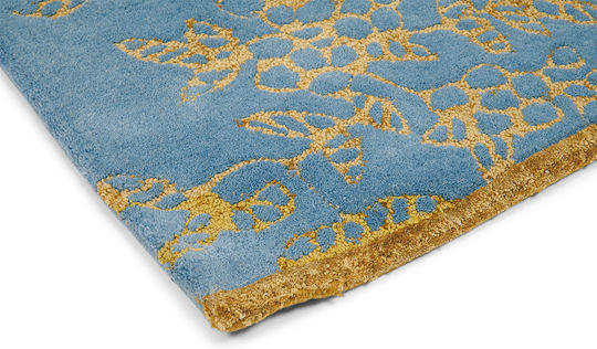 Wedgwood Tonquin Handgefertigt Teppich Rechteckig Synthetisch,Polyester/Cotton/Leather 37008 Blue