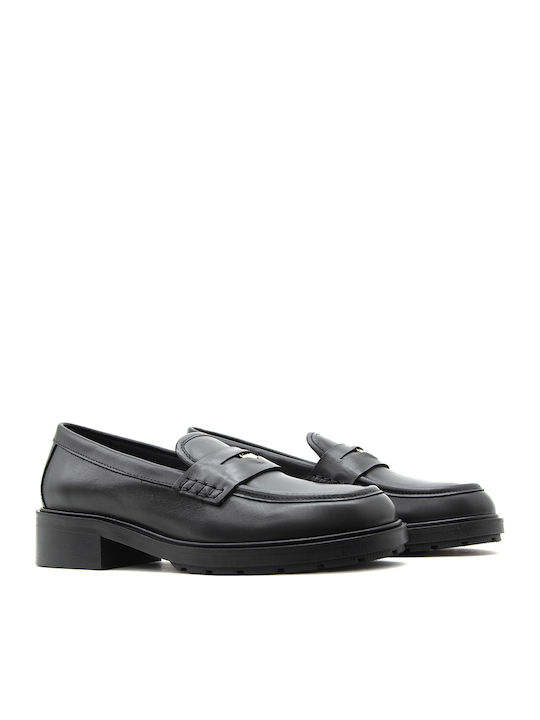 Δερμάτινα Γυναικεία Loafers σε Μαύρο Χρώμα