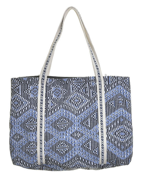Inart Fabric Beach Bag with Wallet with design Eye Blue