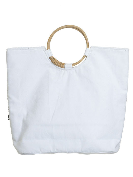 Inart Fabric Beach Bag with Wallet White