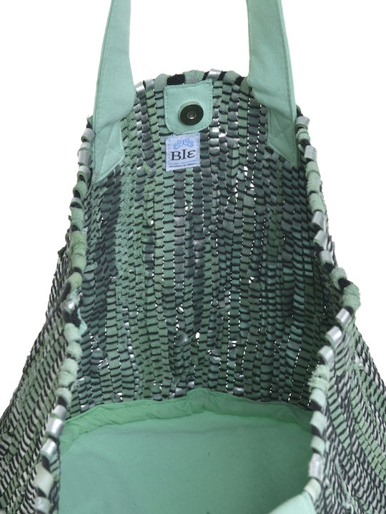 Inart Ψάθινη Τσάντα Θαλάσσης Πράσινη