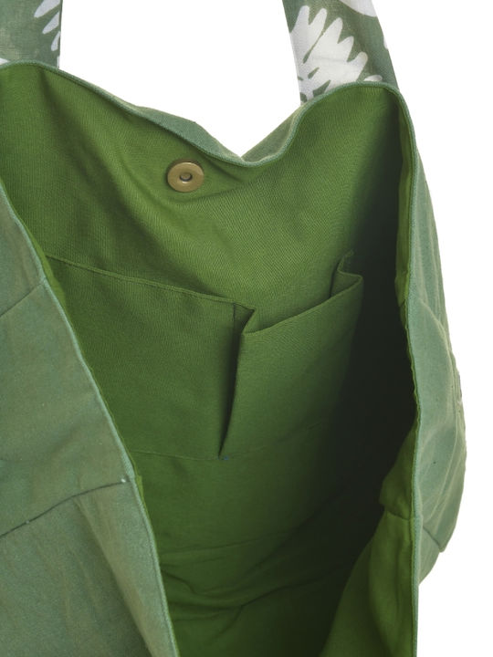 Inart Din Material Textil Geantă de Plajă cu Portofel Verde