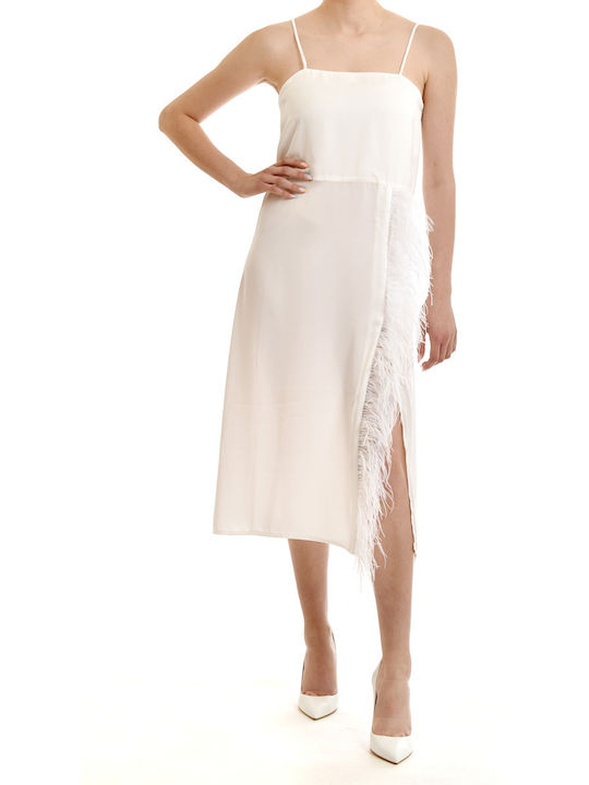 Milkwhite Sommer Midi Kleid für Hochzeit / Taufe Weiß