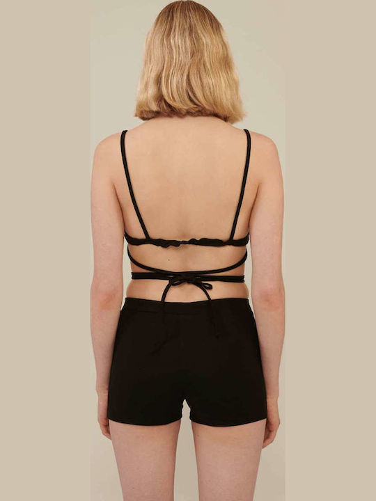 Women's Summer Crop Top with Straps Black