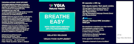 Ygia Breathe Easy Oxygenation And Energy 450mg Special Food Supplement 60 Vegetable Capsules
