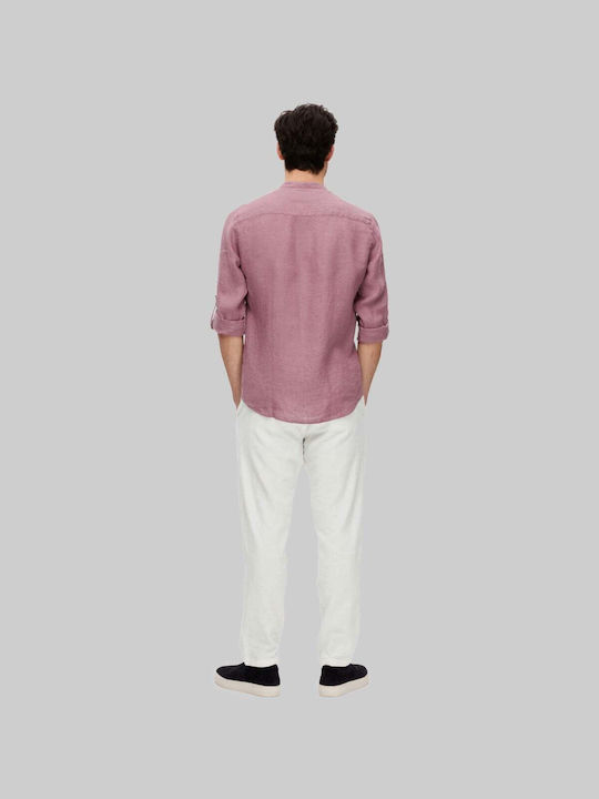 Selected Men's Shirt Long Sleeve Linen Pink