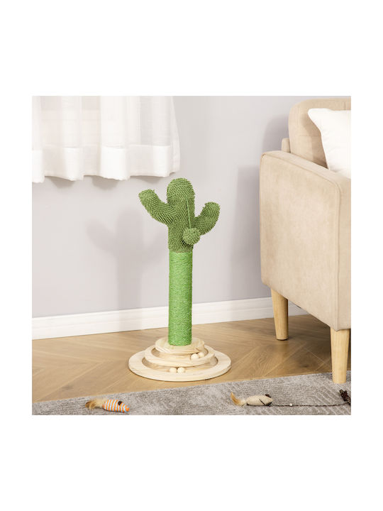Pawhut Cactus Scratching Post Котешко драскало Полюси Зелен Подов 32x32x60см.