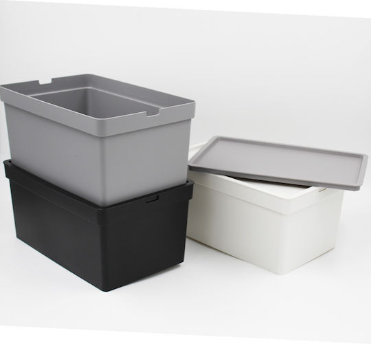 Viomes Plastic Cutie de Depozitare cu Capac Negru 35.5x25.5x22cm 1buc