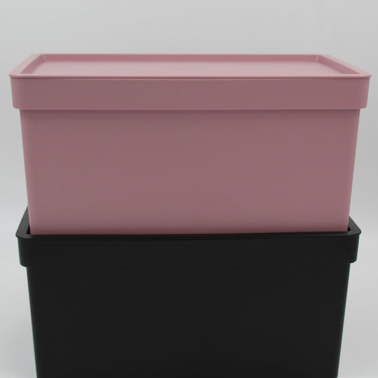 Viomes Plastic Cutie de Depozitare cu Capac Negru 35.5x25.5x22cm 1buc