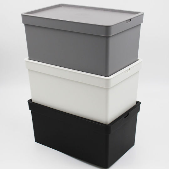 Viomes Plastic Cutie de Depozitare cu Capac Negru 35.5x25.5x22cm 1buc