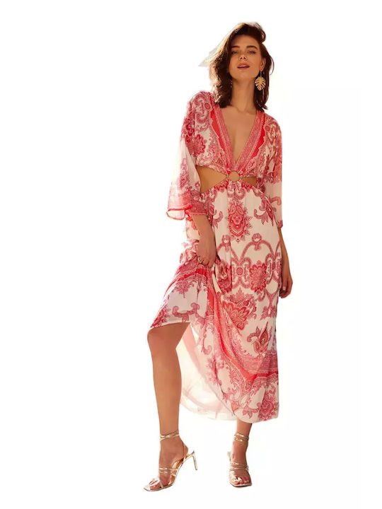 Cento Fashion Sommer Maxi Slip Dress Kleid für Hochzeit / Taufe Rot