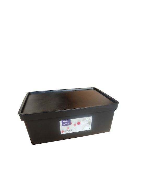 Viomes Plastic Storage Box with Lid Black 35.5x25.5x13.5cm 1pcs