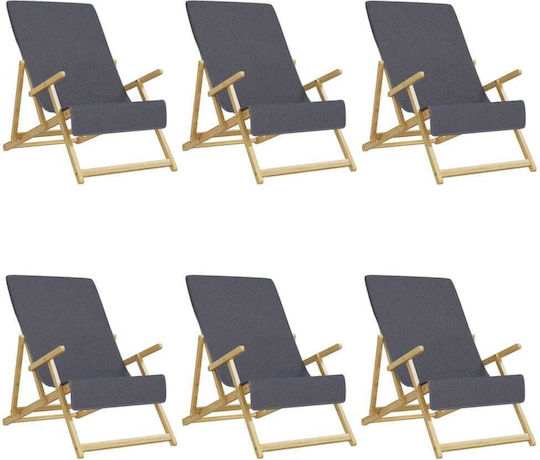 vidaXL Σετ 6 Ξενοδοχειακές Πετσέτες Προσώπου 135x60 εκ. Ανθρακί Βάρους 400gsm