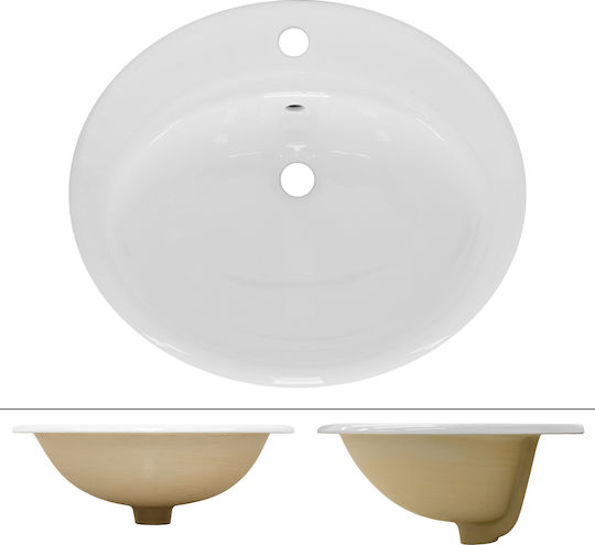 ML-Design Eingelassenes / Aufgesetztes Waschbecken Keramik 57x19.5x48.5cm Weiß