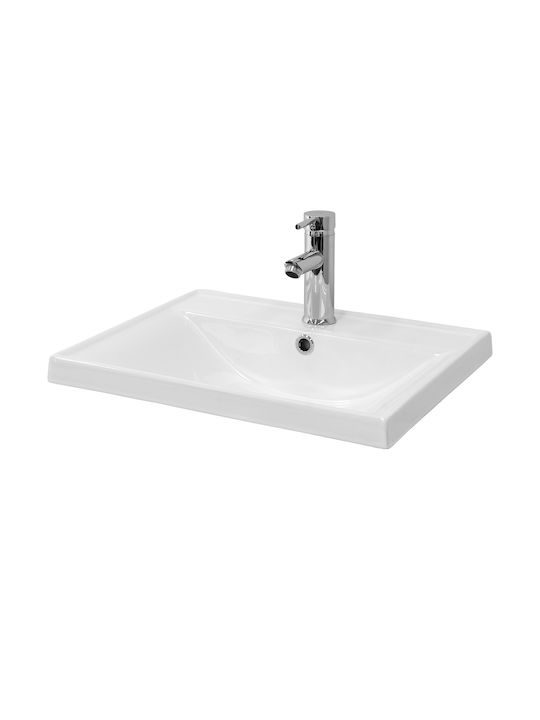 ML-Design Eingelassenes / Aufgesetztes Waschbecken Keramik 51x41.5x15.5cm Weiß