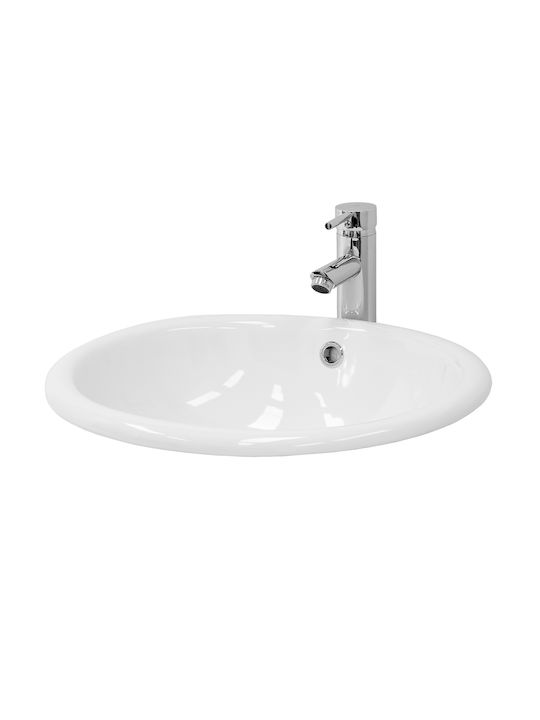 ML-Design Ένθετος / Επικαθήμενος Νιπτήρας Κεραμικός 49x19.5x40.5cm Λευκός
