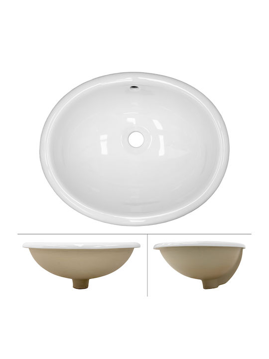 ML-Design Ένθετος / Επικαθήμενος Νιπτήρας Κεραμικός 49x19.5x40.5cm Λευκός