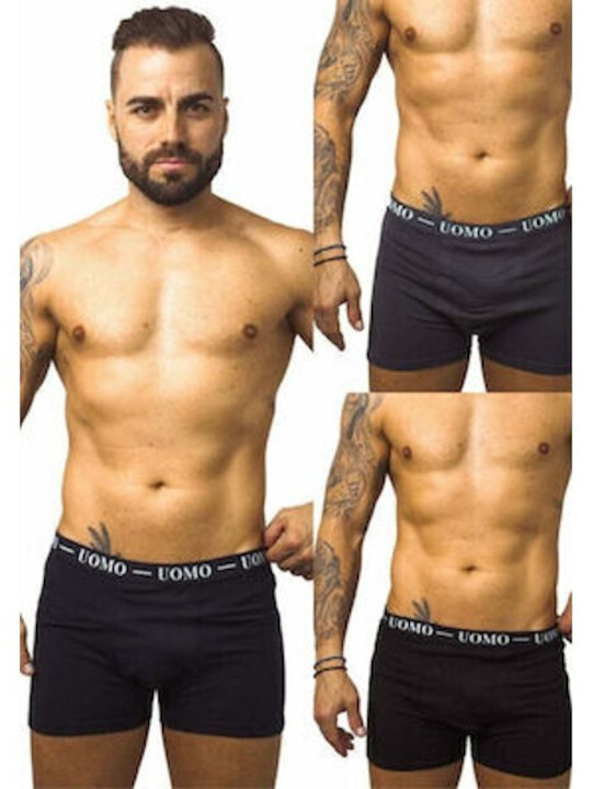 Uomo Herren Boxershorts Schwarz 6Packung