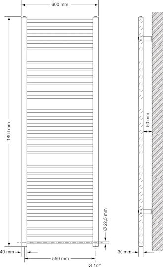 ECD Germany Șină electrică pentru prosoape 1200W 80x60cm Gri