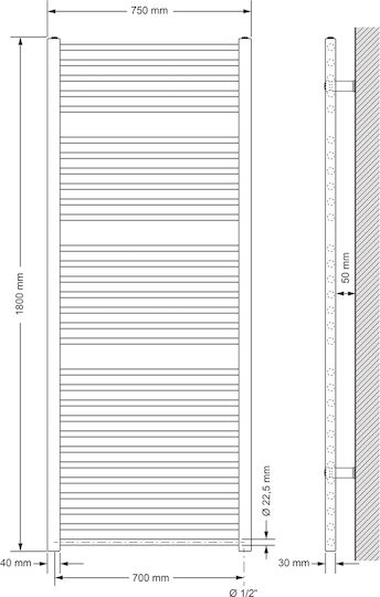 ECD Germany Elektrische Handtuchheizkörper 900W 180x75cm Weiße