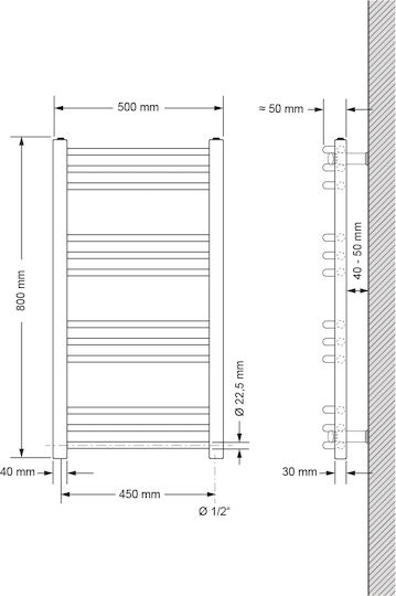 ECD Germany Electric Towel Rail 300W 80x50cm White