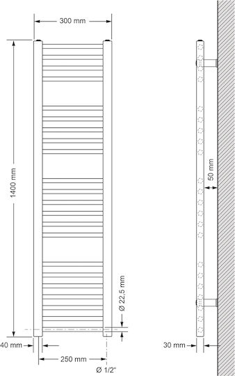 ECD Germany Sahara Electric Towel Rail 1200W 140x30cm Gray