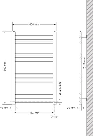 ECD Germany Luxebath Elektrische Handtuchheizkörper 300W 80x60cm Graue