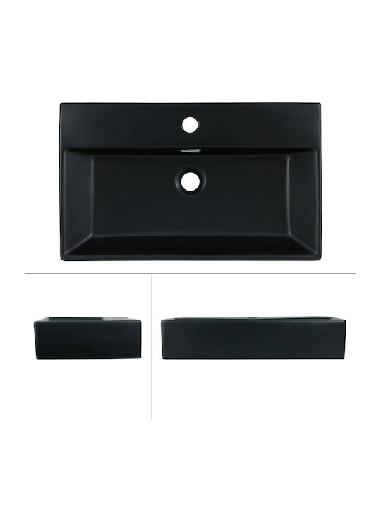 ML-Design Montat pe perete Deasupra Blatului Chiuvetă Ceramică 60x36.5x13cm Negru