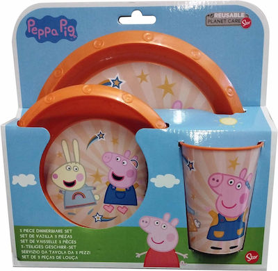 Stor Feeding Set Peppa Pig Kindness Counts made of Plastic Orange 3pcs 41255