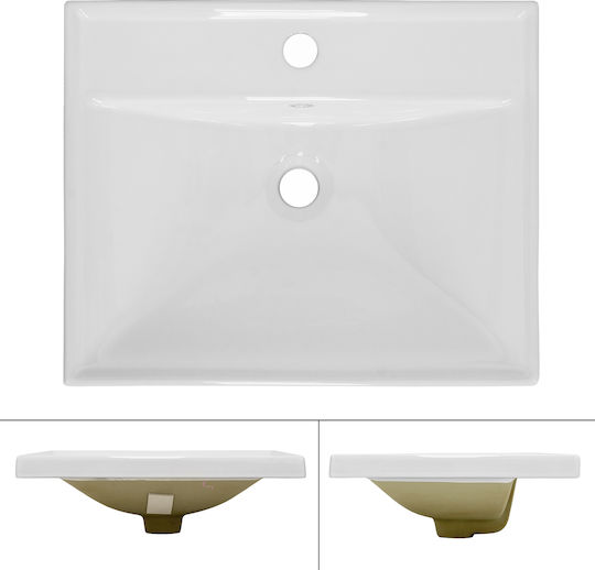 ML-Design Eingelassenes / Aufgesetztes Waschbecken Keramik 51x41.5x15.5cm Weiß