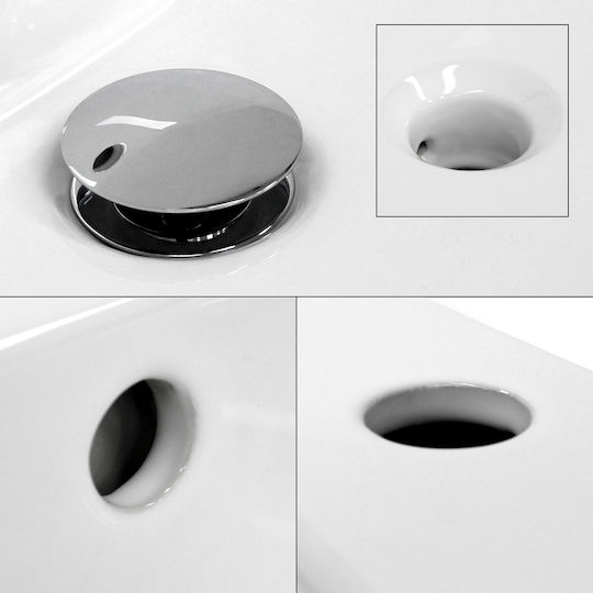 ECD Germany Încorporat / Deasupra Blatului Chiuvetă Ceramică 81x46.5x17.5cm Alb