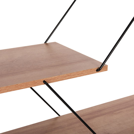 Bibliotecă Tars Stejar Melamină - Bare Metalice Negre 84x24x157cm