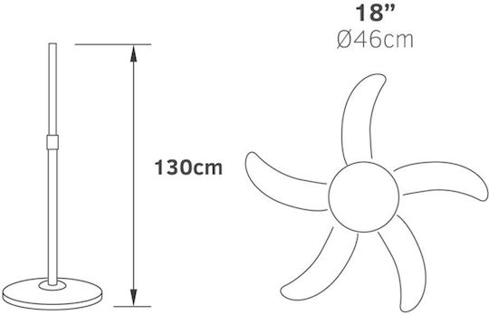 Lineme Ανεμιστήρας Ορθοστάτης 55W Διαμέτρου 45cm Μαύρος