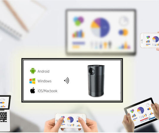 HP MP250 Mini 3D Beamer DLP Lichtquelle LED mit Wi-Fi (Eingebaut) und Eingebauten Lautsprechern