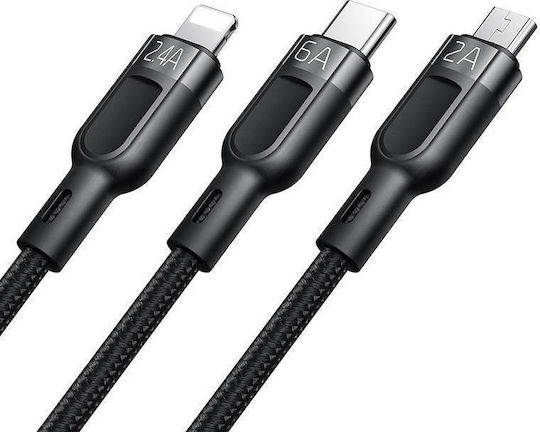 Mcdodo Braided USB to Type-C / Lightning / micro USB Cable Μαύρο 1.2m (CA-0930)