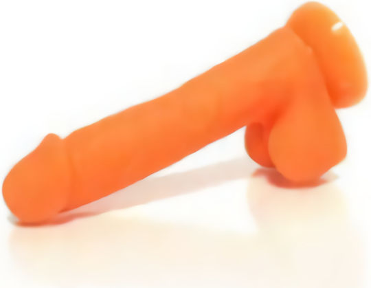 Rascal The Player двоен слой Реалистично дилдо с Топки и Вендуза Glow Orange 17см
