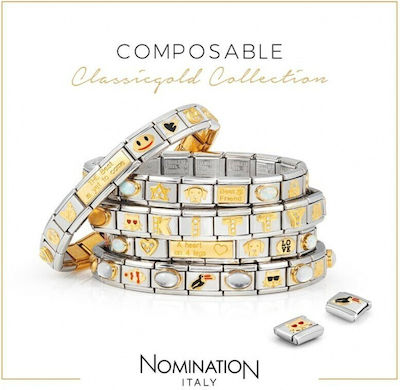 Nomination Composable Classic Unisex Metallic Threaded Motif for Jewelry Gold in Shape Heart