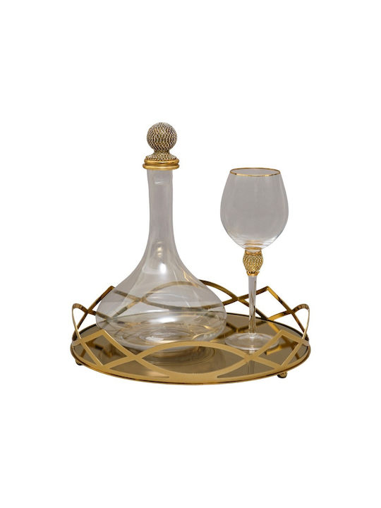 Glass for White and Red Wine made of Glass in Gold Color Goblet