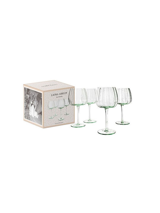 Laura Ashley Set of Glasses Water made of Glass in Green Color 520ml 4pcs