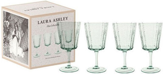 Laura Ashley Set Gläser Wasser aus Glas Green 380ml 4Stück