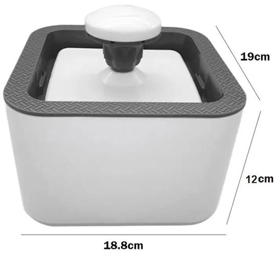 Fântâna Automată de Apă din Plastic ABS pentru Câine și Pisică 2.5lt 19x19x12cm