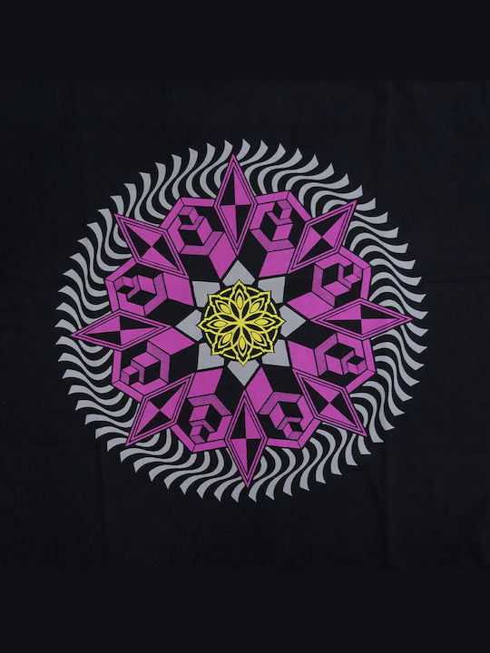 Mandala Herren T-Shirt Kurzarm Schwarz