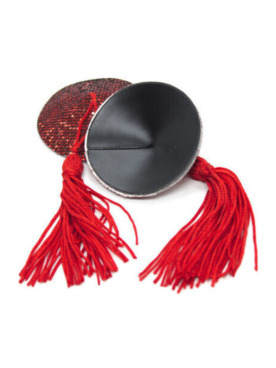 Naughty Toys Burlesque Round Nipple Covers Κόκκινα