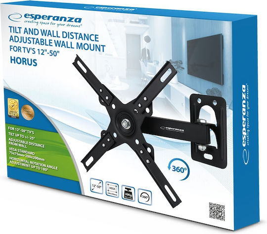 Esperanza Horus ERW011 Βάση Τηλεόρασης Τοίχου έως 50" και 20kg Μαύρο